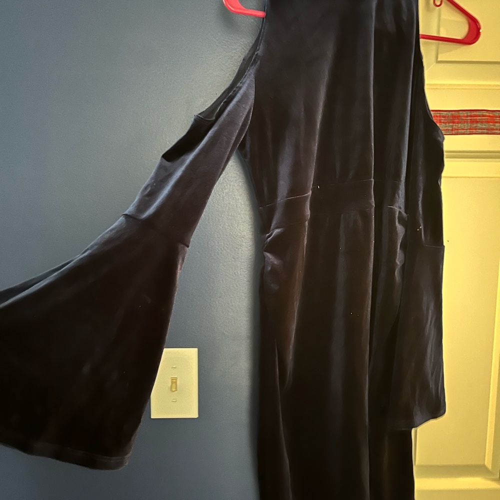 SHEIN Navy Velvet Maternity Dress with Bell Sleeves - Picture 2 of 3